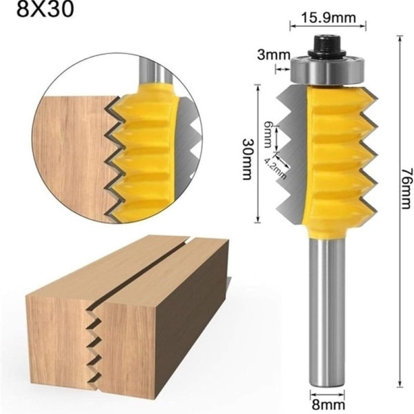 8mm skaft hevet plate \"V\" sammenføyning bits limfres for tre