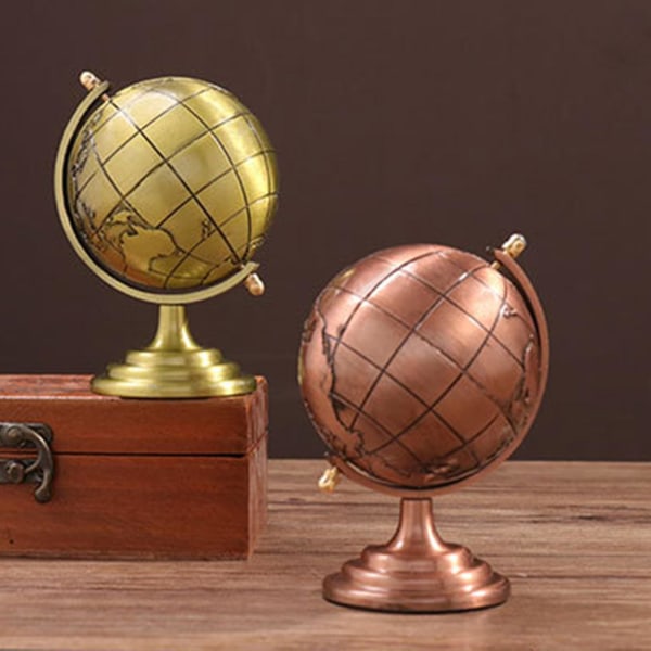 Globe Decor Vintage Style Sl?t textur Brett applicerad M?ssing Sphere Globe Iron Display f?r studierum