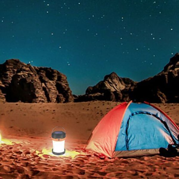 Udendørs Vandtæt Solcelle LED Camping Lanterne - Solcelle Eller USB Genopladelig, Bærbar Genopladelig Sammenklappelig LED Camping Lanterne, Lommelygte Solcelle Teltlampe