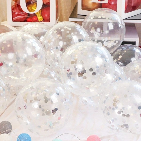Klar paljettballong-festscenedekorasjon 100 stk/pakning (sølv)