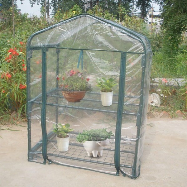 Mini lite drivhus for planter utendørs, innendørs, bærbar dyrkingsdrivhustelt med glidelåsåpninger Blomsterhus Hagegård