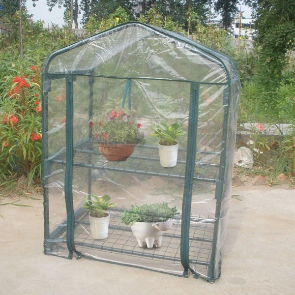 Mini lite drivhus for planter utendørs, innendørs, bærbart drivhustelt med glidelåsåpninger Blomsterhus hagegård