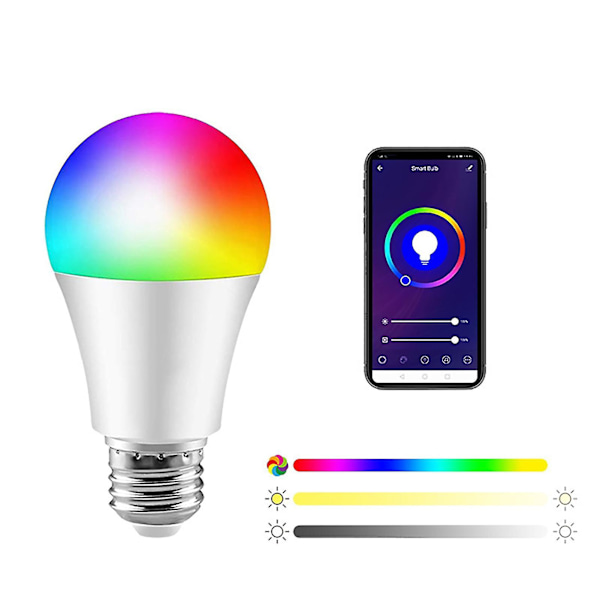 E27 B22 E26 Wifi-pære, dæmpbar, stemmestyring, Rgb 7w, mobil trådløs Wifi Smart Led-pære til indendørs brug
