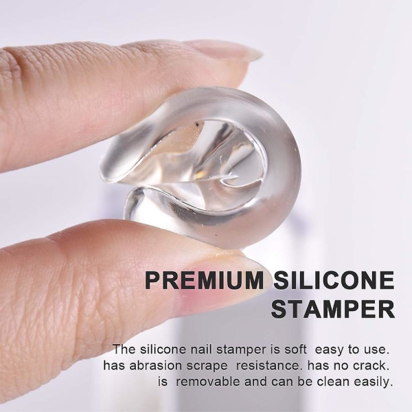 Sett med 3 neglestempler, silikon, 3,5x2 cm, flerfarget