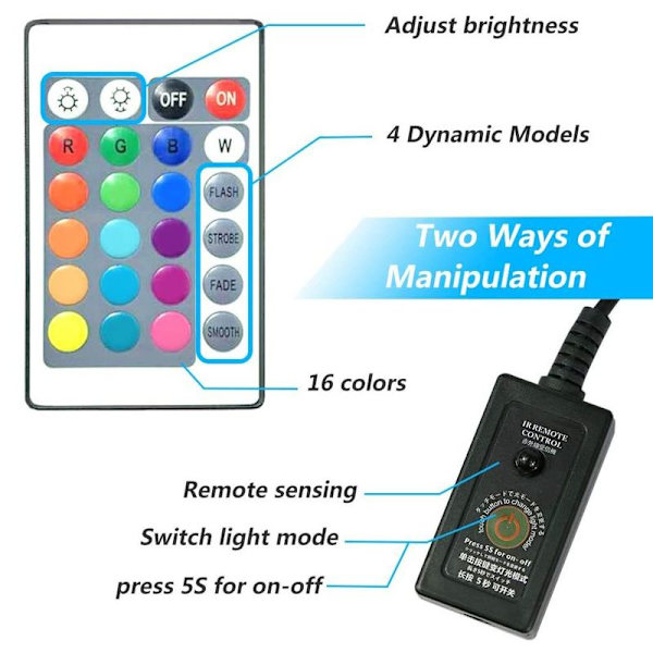 LED-akvariebelysning, akvariedykkerlys med timer, 18CM