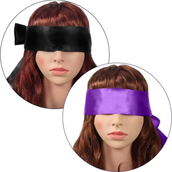 Pack Sömnmask Satin Ögonmask Ögonbindel 150cm Svart Lila