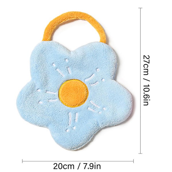 Håndkle Dobbelt Lag Korallfleece Blomsterform Sterk Absorpsjon Myk Håndkle Lyseblå