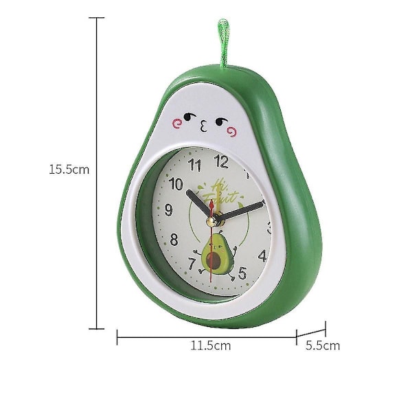Anime vækkeur til børn med avocadomønster, lydløs, analogt ur