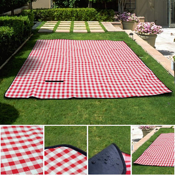 Picknickfilt 200 x 200 cm (79\" x 79\") strandfilt vattentät snabb
