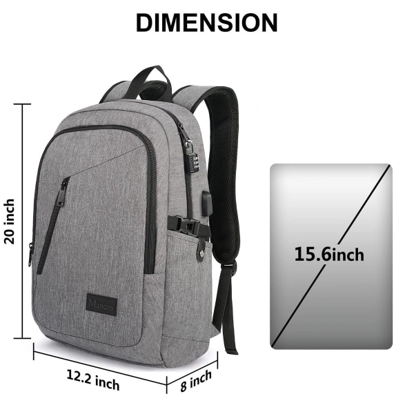 Laptop-rygsæk til rejser, Anti-Theft Business College-bogtaske, USB-opladning