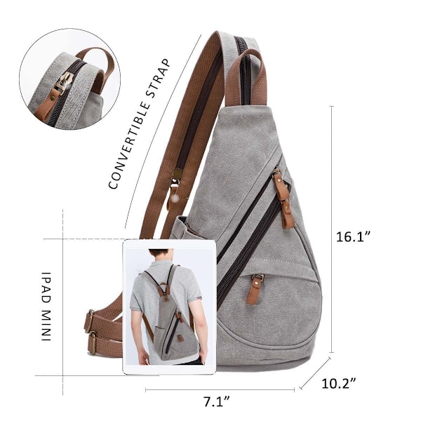 Canvas Sling Bag Ryggsäck Kvinnor och Män ???C Axelväska Axelväska Crossb