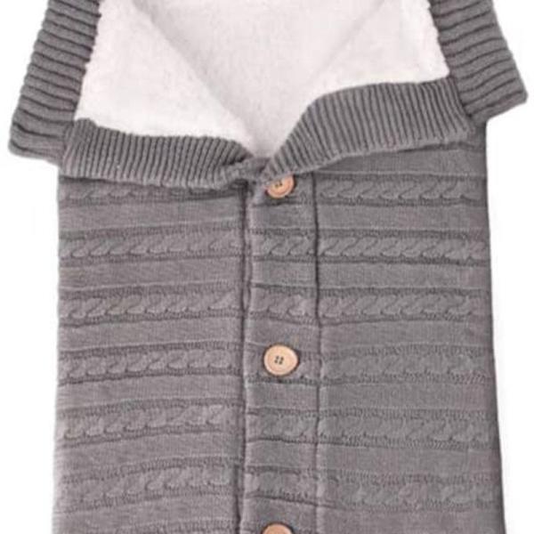 Babysockså stickad babysvadd filt swaddle barnvagn sovsäck
