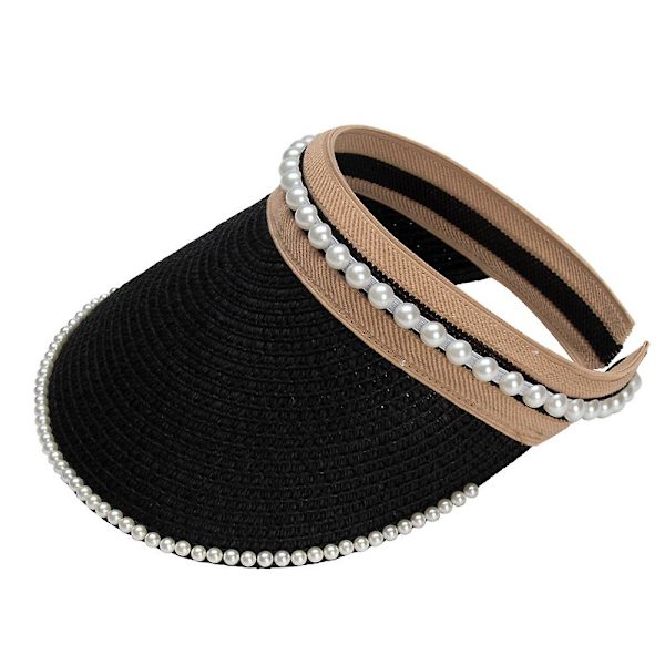 55-58cm Hat Omkreds Hat Kvinde Sommer Perle Tom Top Solhat Anti-ultraviolet Solhat Stor Skygget Solhat