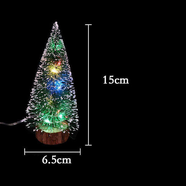 6 stk. Kunstig Juletræ LED Mini Miniature Juletræ Lysende DIY Mikro Landskab til Jul Showcase Borddekoration 15CM