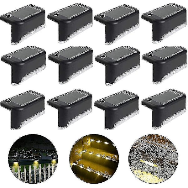 12 stk vandtætte solcelle hegn lamper, trappe lys, Ip65 Led solcelle have lys