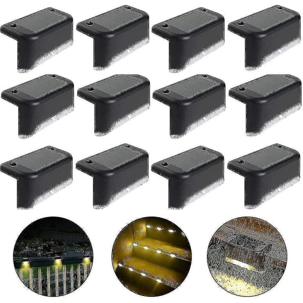 12 stk vanntett solcelle gjerdelys, trappelys, Ip65 Led solcelle hagelys