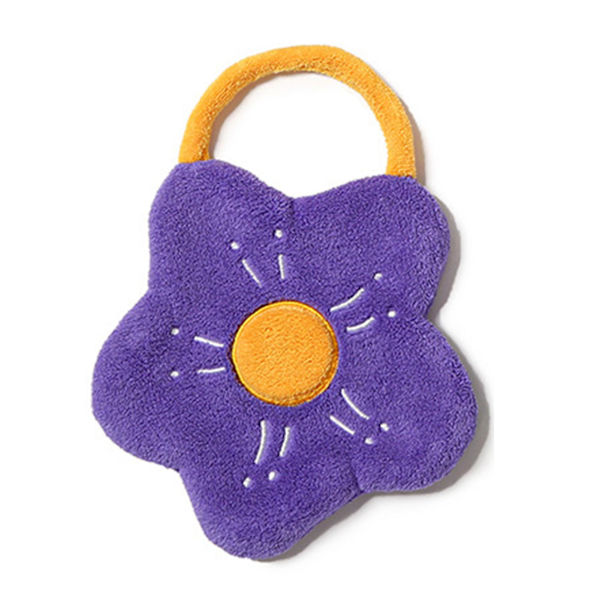 Håndklæde Dobbelt Lag Koral Fleece Blomsterform Stærk Absorption Blød Hængende Håndklæde Lilla