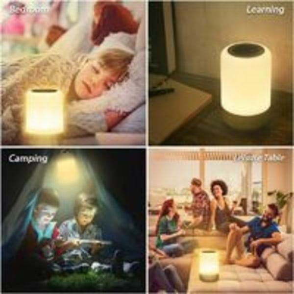 Trådløs touch-dæmpbar sengelampe, batteridrevet LED, 4 fading, 3 lysstyrker, genopladelig LED til børn, med timer til soveværelse, bord og nat