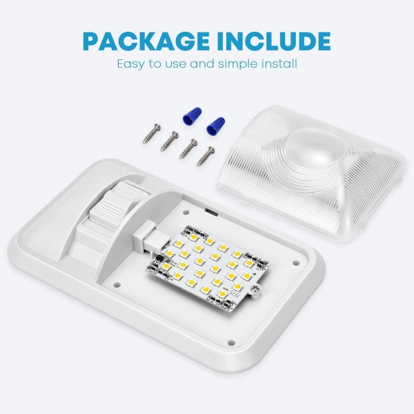 12V LED RV Taklampe 280 LM, Taklampe Innendørsbelysning for Tilhenger, Bobil med Bryter (Pakke med 2) 1