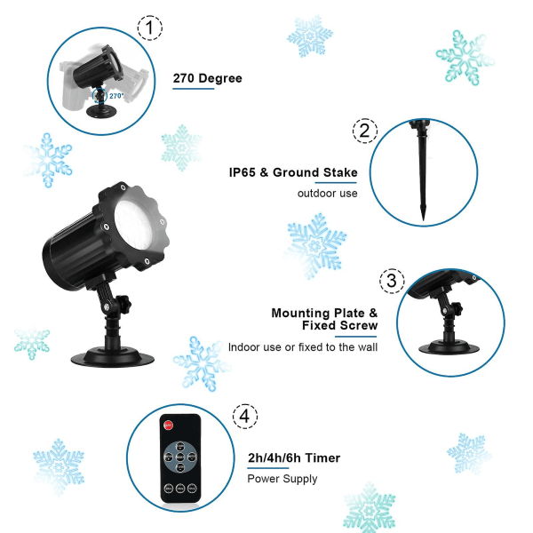 LED-projektor Jul, Snöflinga Projektor Ljus Projektor Lampa