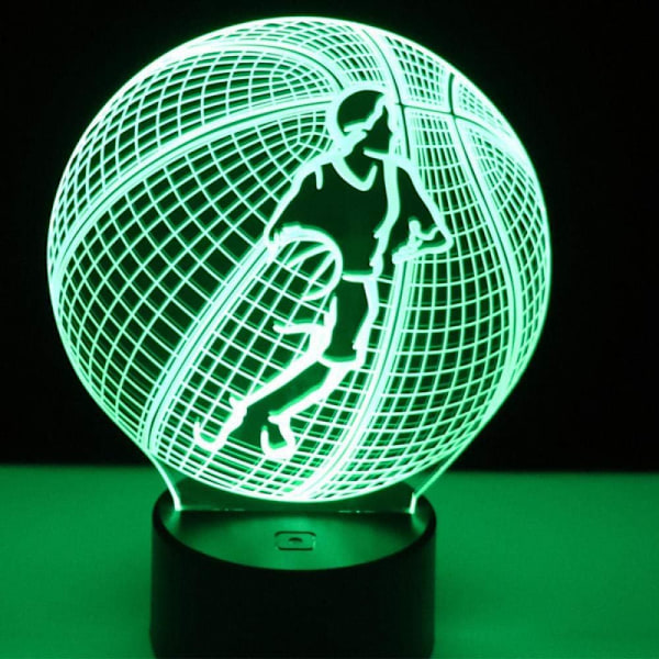 3D Illusion Natlampe LED Natlampe Spiller Basketball med 7 Lysfarver til Hjemmeindretning Dribbling Lampe Fantastisk Visualisering Optisk Illusion