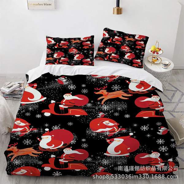 Sdlr-29 # Julemanden 3d digitalt printet sengetøj Tredelt dynebetræk sengetøj