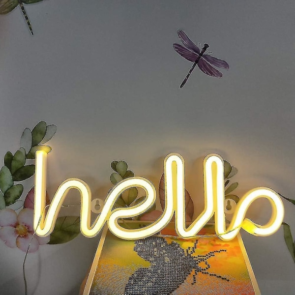 Led Hello Form Neon Bokstavsskylt Neon Bokstäver Ljus Dekorativ Konstljus Väggdekor För Babyrum Jul Bröllopsfest Tillbehör (varm Vit Hello)
