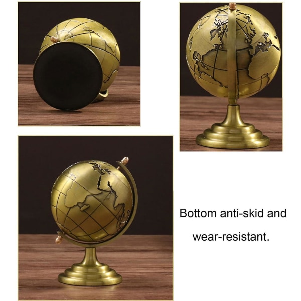Globe Decor Vintage Style Sl?t textur Brett applicerad M?ssing Sphere Globe Iron Display f?r studierum