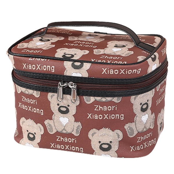 Söt björn bärbar kosmetisk väska med stor kapacitet Reseförvaringsväska, gjord av Pu