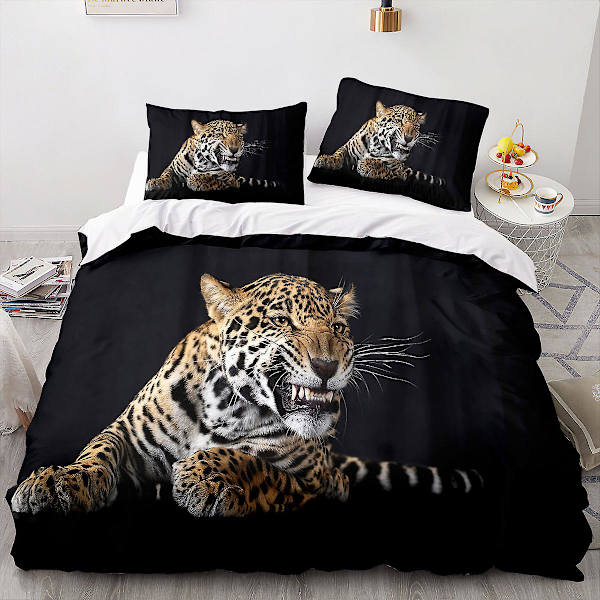Tiger 08 # 3d Hjem Tekstil Sengetøj 3d Tiger Dyreprint Dynebetræk Lagen Sæt af tre