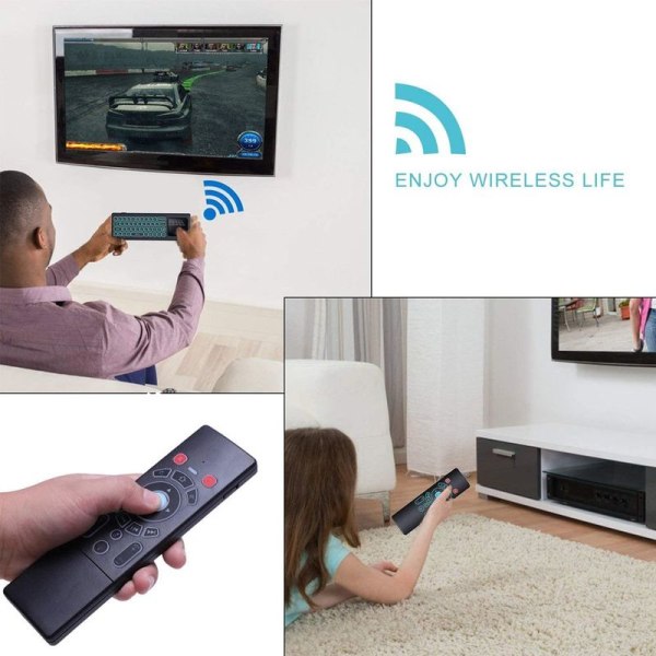 2,4 GHz Air Mouse Fjernbetjening/Mini Tastatur Trådløs med Touchpad og LED