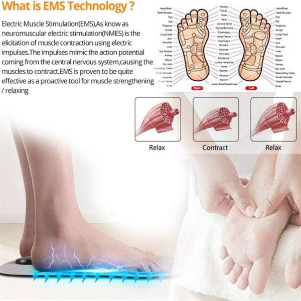 Elektrisk Fodmassager, USB EMS Fodmassager Måtte Fodcirkulation Muskel