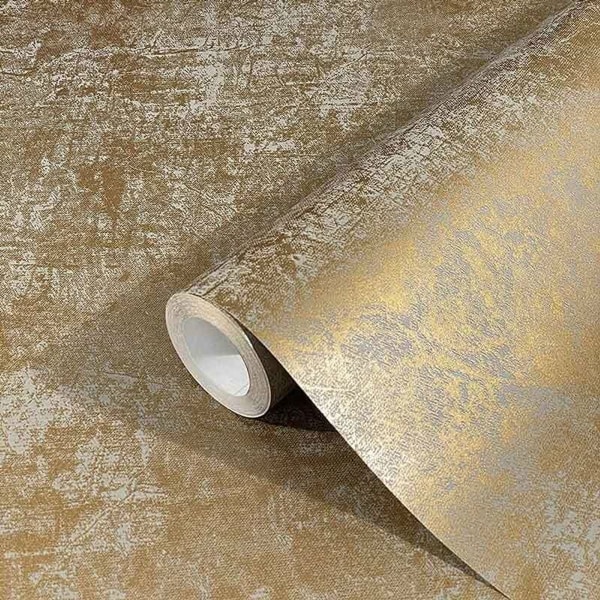 Glat vaskbart non-woven tapet taupe guld kobber 10,0x0,53 m høj kvalitet