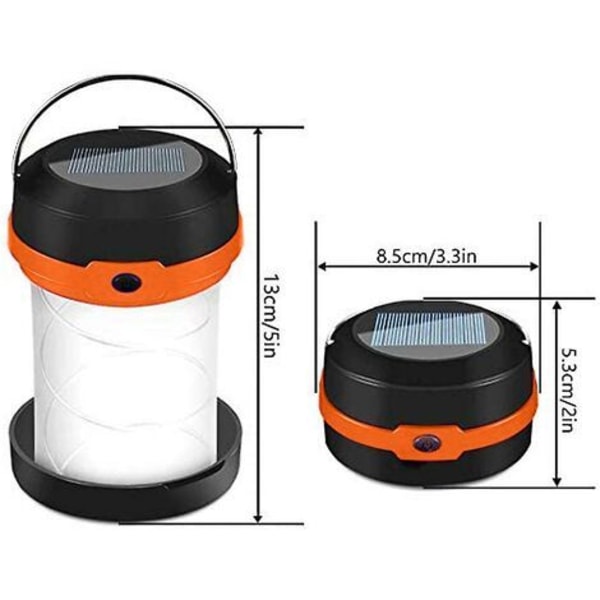 Udendørs Vandtæt Solcelle LED Camping Lanterne - Solcelle Eller USB Genopladelig, Bærbar Genopladelig Sammenklappelig LED Camping Lanterne, Lommelygte Solcelle Teltlampe
