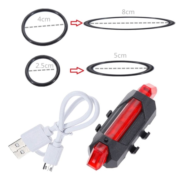 perfeclan 1x Sykkelhale USB Oppladbar Sterk rød