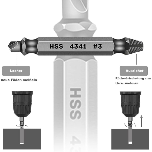 Skruetrækkersæt, 6 beskadigede skruetrækkere i HSS 4341 hårdhed 62-63hrc til nem fjernelse af rustede eller beskadigede skruer