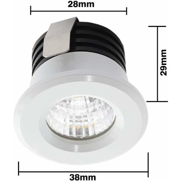 Sæt med 4 mini LED indbyggede spotlights 3W varm hvid, mini LED spotlights til butiksvinduer, identifikation