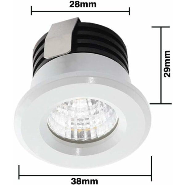 Set med 4 mini LED-infällda spotlights 3W varmvit, mini LED-spotlights för skyltfönster, identifiering