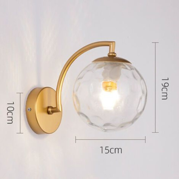 Væglampe med pære, belysningsvæglampe, væglampe med glasskærm, indendørs gyldne vægsconces til soveværelse, stue, gang, hotel, guld 2