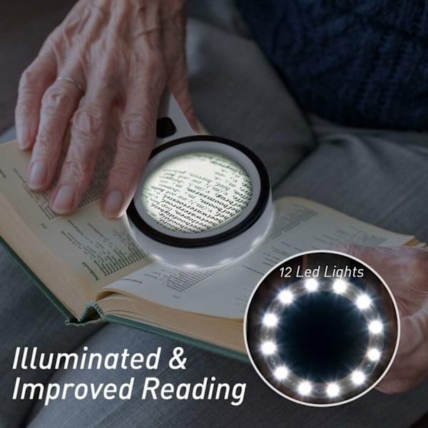 Förstoringsglas, 30x LED-ljus 100mm fickförstoringsglas