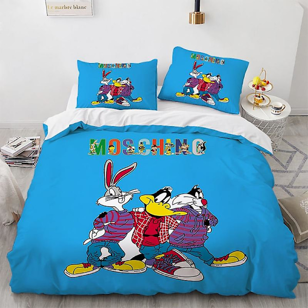 Tbg-18 # Cross Funny Bunny 3d Digital Tryck Hem Tre Delar Täcke Överdrag Lakan Örngott Sängkläder