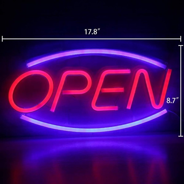 LED öppna neonskyltar öppna neon nattljus för caférestaurang