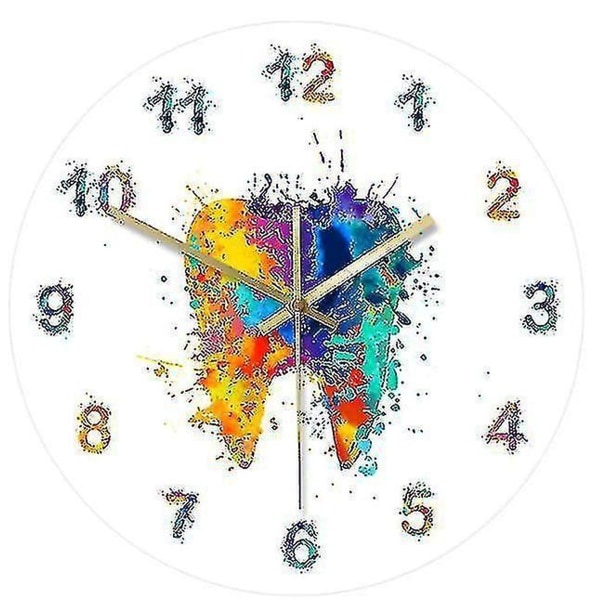 Creative Watercolor Tanntrykk Veggklokke: Art Wall Clock