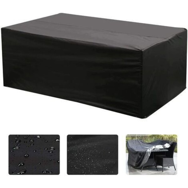 Havemøbelbetræk 213 x 132 x 74 cm Oxford Rektangulært Bord til Havemøbler UV-beskyttelse (Sort)