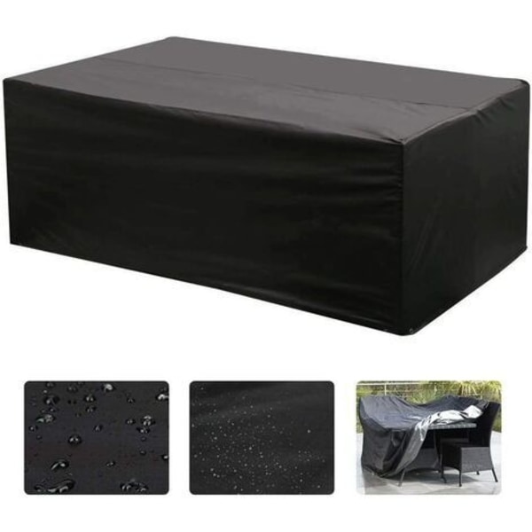 Stuebetræk 213 x 132 x 74 cm Oxford rektangulært bord til havemøbler UV-beskyttelse (sort)