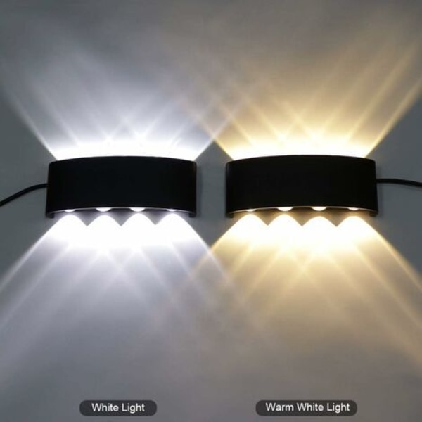 Moderne LED-væglampe i aluminium til indendørs brug, 8W, sort LED-væglampe til soveværelse, hjemmets korridor, stue (varm hvid)