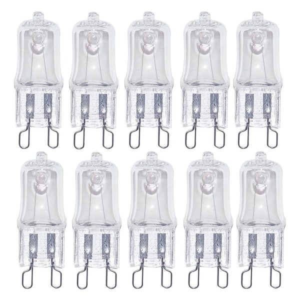 10-pack Halogen G9 230V 20W, Ersättningsvinkelglödlampa, Varmvit 2700K