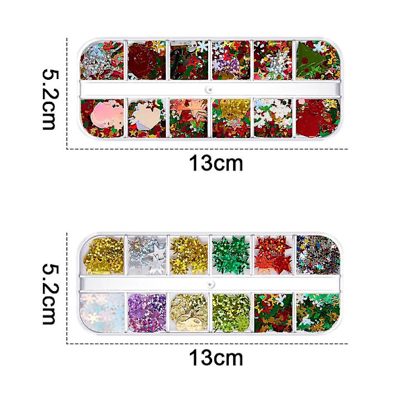 Färgade paljetter nagelkonst, glitter tunna paljetter flingor klistermärken för jul nagel dekaler