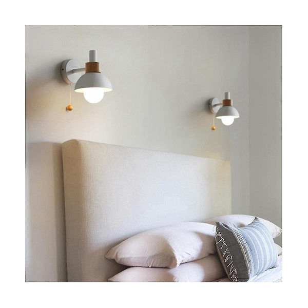 Vardagsrumslampa, nordisk minimalistisk modern sänglampa, vägglampa i makaron (vit)