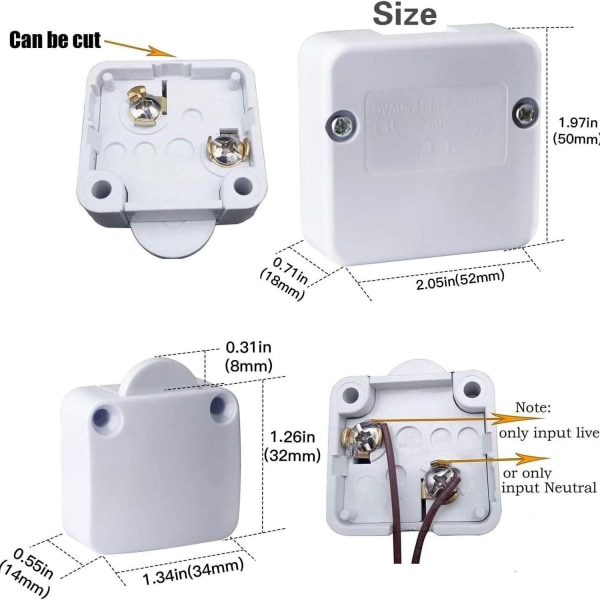 Dørkontakt afbryderskab 2A 250V Automatisk lyskontakt til en skabslåge 2